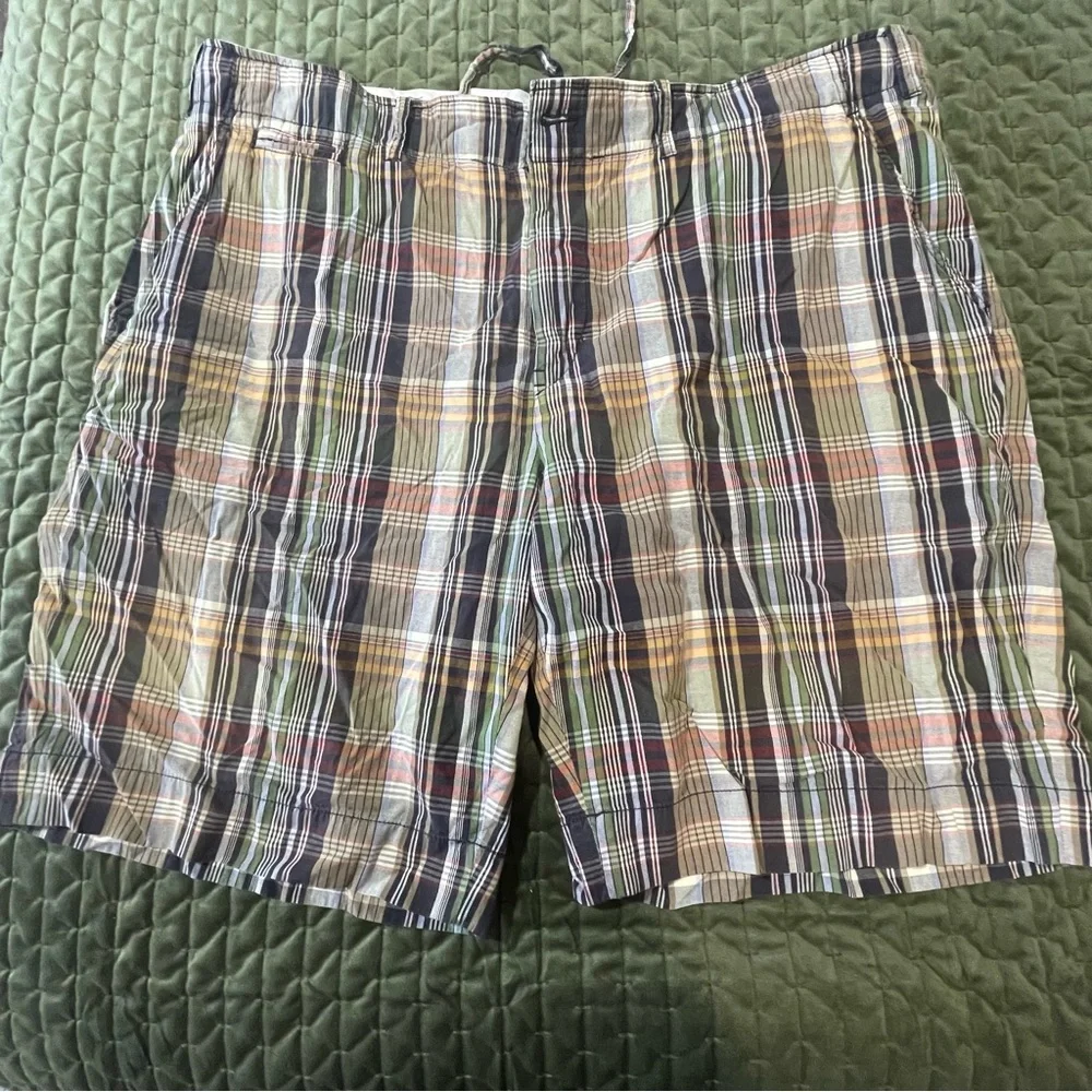 Polo by Ralph Lauren Mens Plaid‎ Green Navy Madras Shorts Size 44B